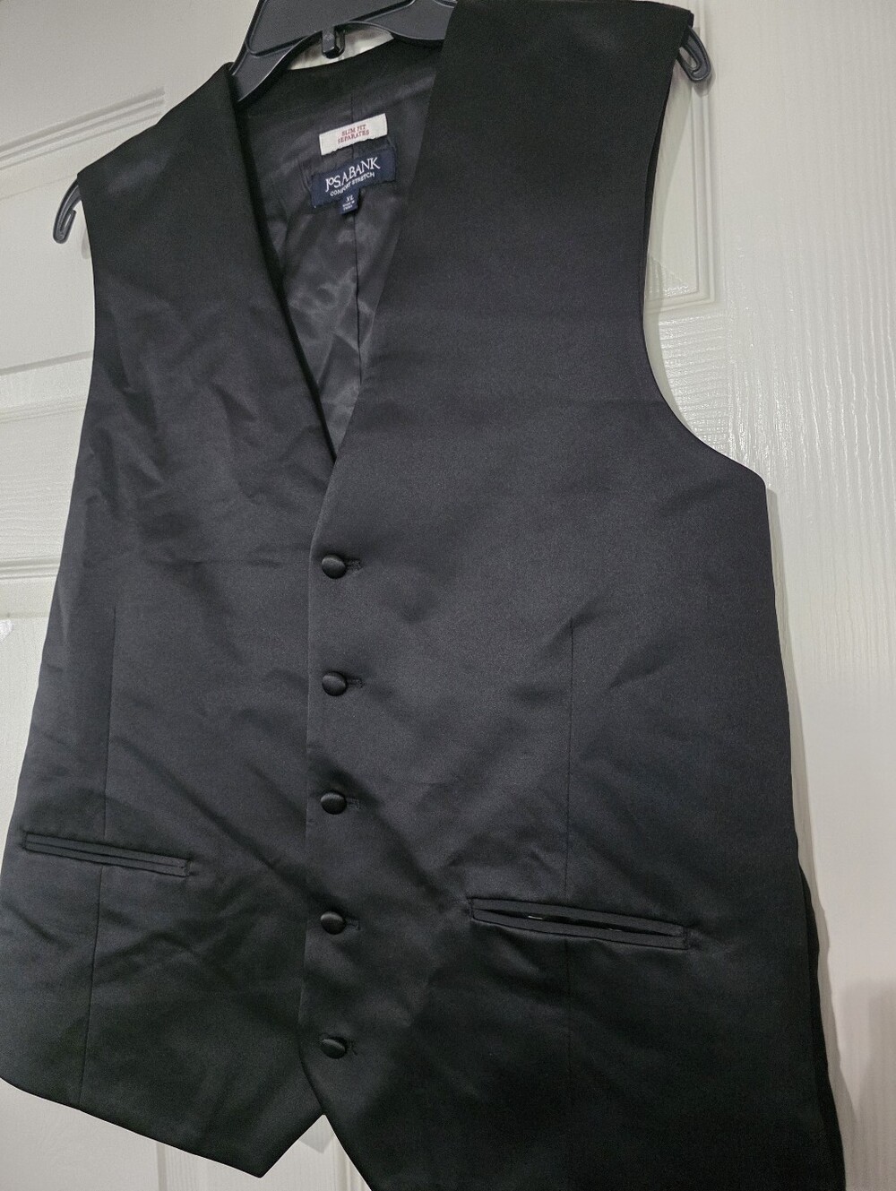 Jos. A. Bank Slim Fit Wool Blend Satin Tuxedo Suit Separates Vest Black